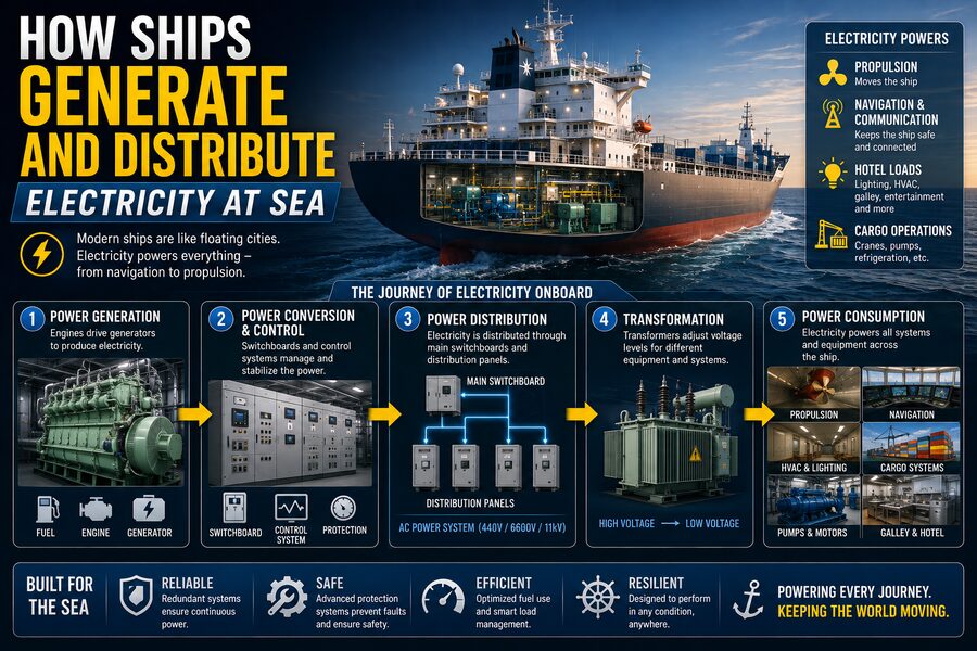 ⚓ How Ships Generate and Distribute Electricity at Sea