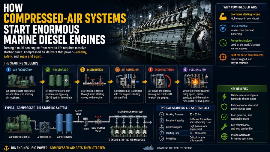 π’ How Compressed-Air Systems Start Enormous Marine Diesel Engines