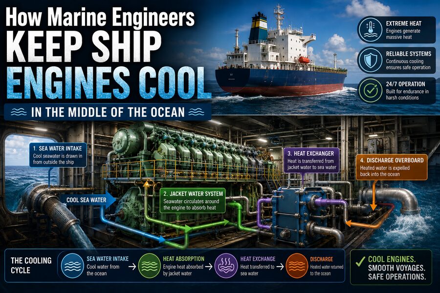 How Marine Engineers Keep Ship Engines Cool in the Middle of the Ocean 🚢🌊⚙️