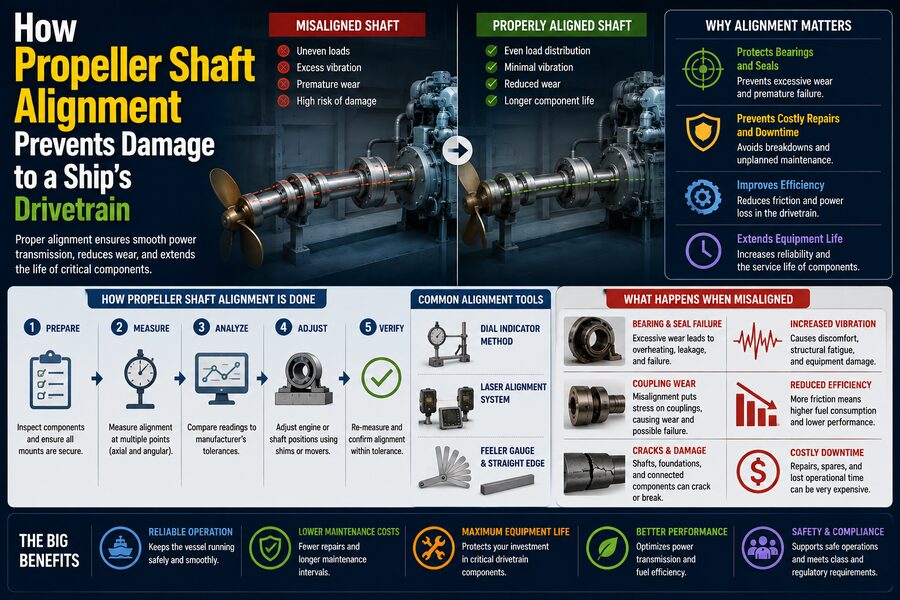 🚢 How Propeller Shaft Alignment Prevents Damage to a Ship’s Drivetrain