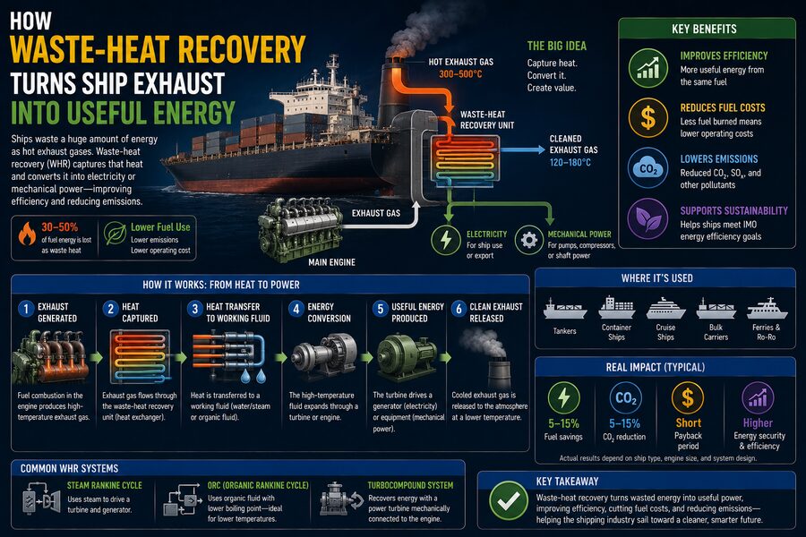 🚢 How Waste-Heat Recovery Turns Ship Exhaust Into Useful Energy