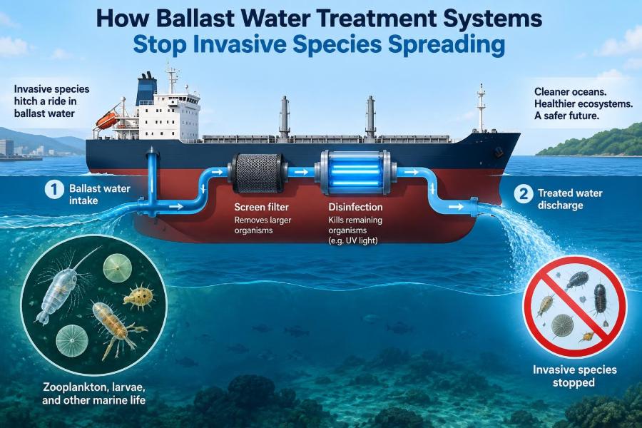 π How Ballast Water Treatment Systems Stop Invasive Species Spreading