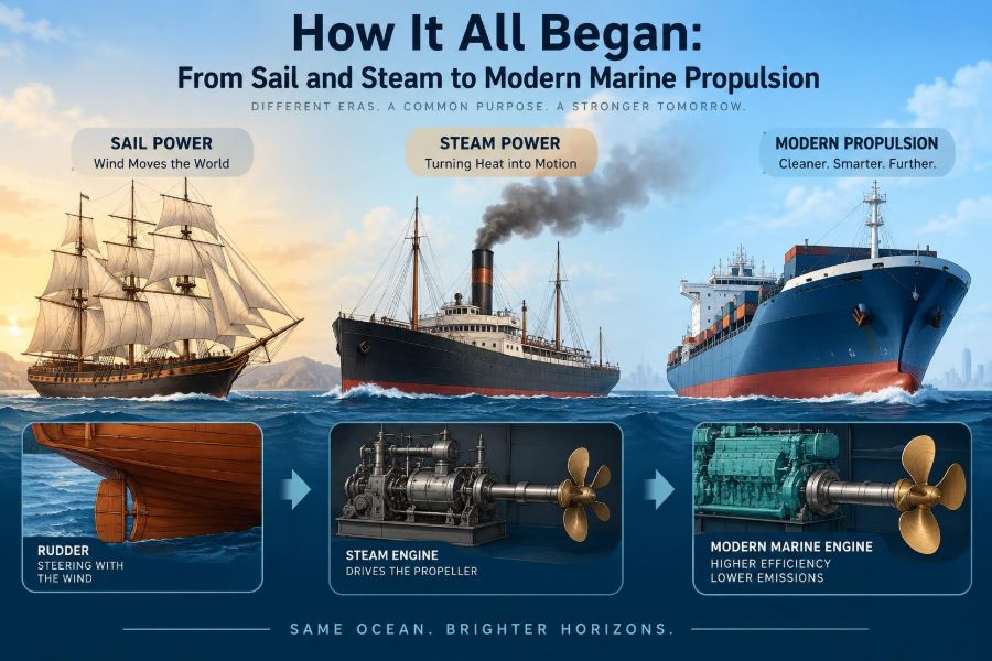 🚢 How It All Began: From Sail and Steam to Modern Marine Propulsion