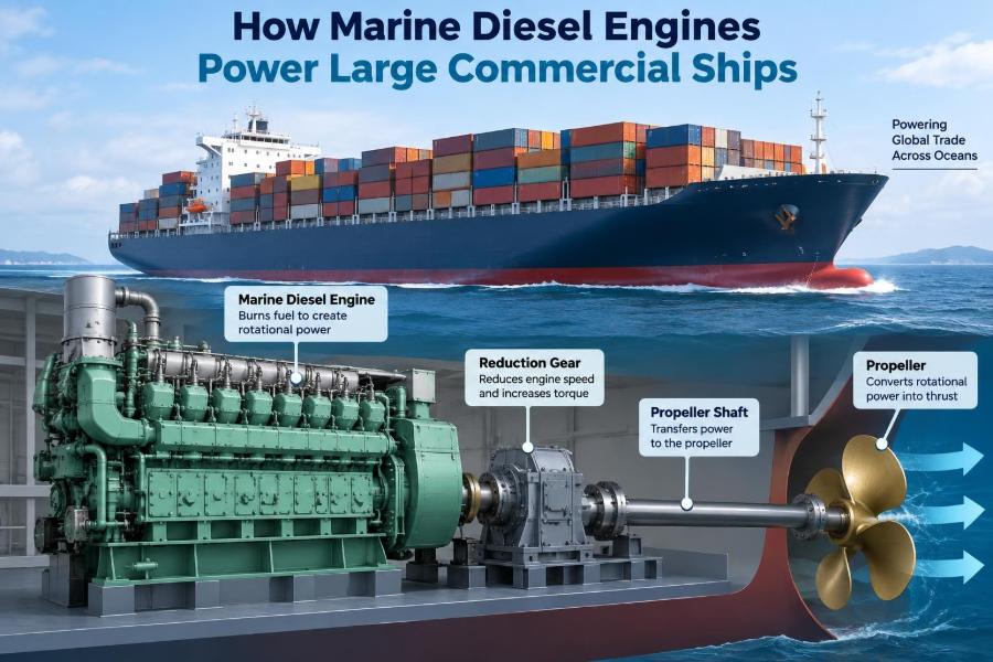 🚢 How Marine Diesel Engines Power Large Commercial Ships