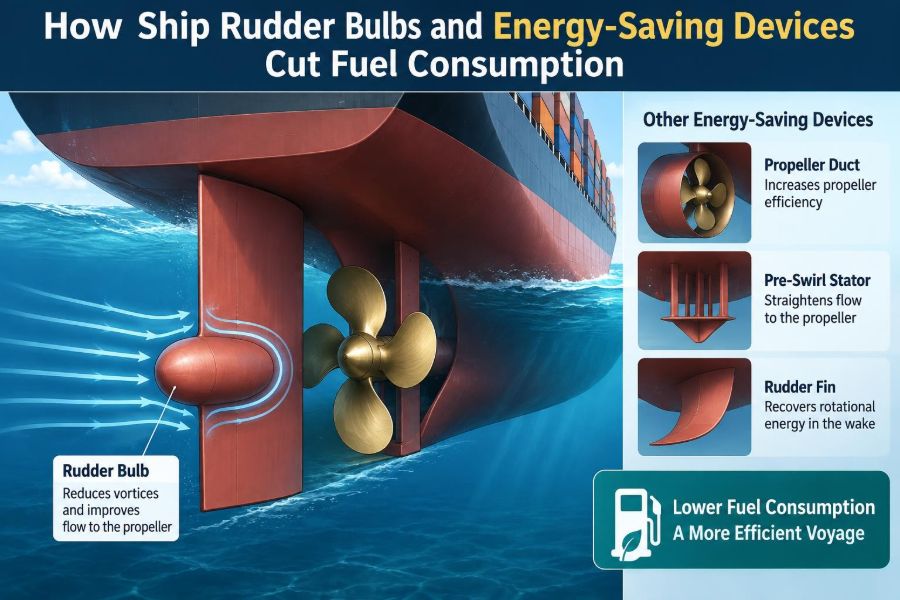 🚢 How Ship Rudder Bulbs and Energy-Saving Devices Cut Fuel Consumption