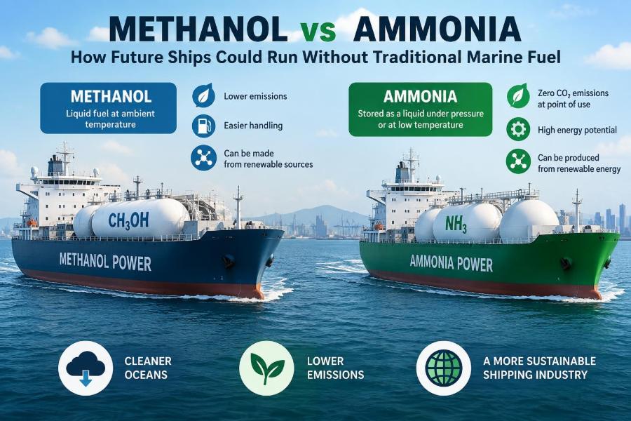 🚢 Methanol vs Ammonia: How Future Ships Could Run Without Traditional Marine Fuel