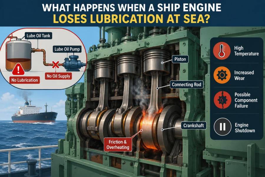 ⚓ What Happens When a Ship Engine Loses Lubrication at Sea?