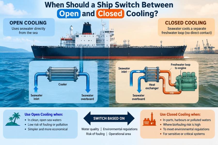 🧭 When Should a Ship Switch Between Open and Closed Cooling?