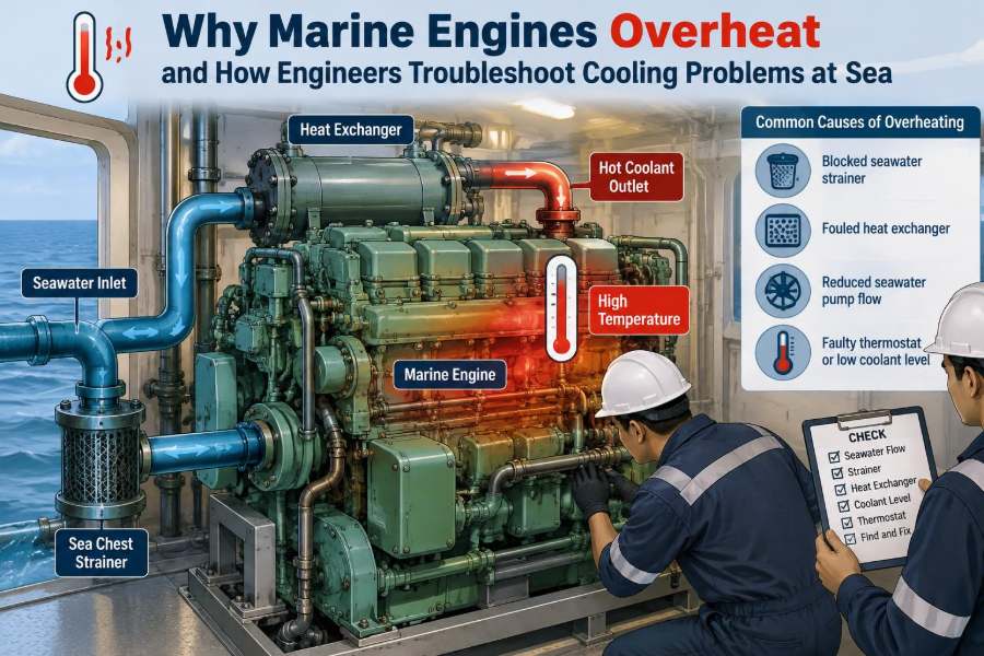 🌡️ Why Marine Engines Overheat and How Engineers Troubleshoot Cooling Problems at Sea
