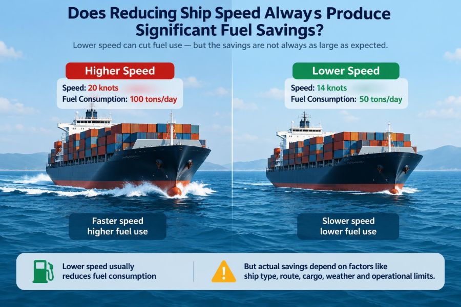 🚢 Does Reducing Ship Speed Always Produce Significant Fuel Savings?