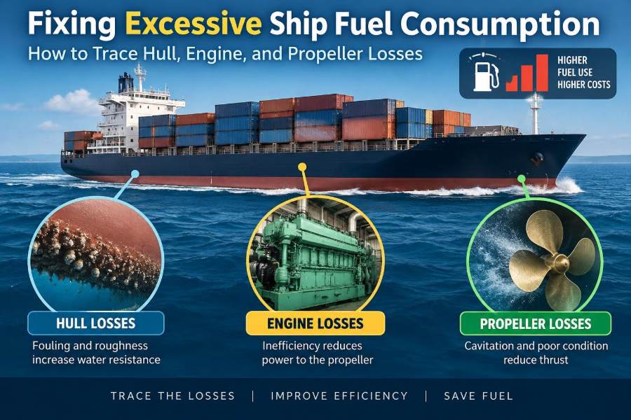 🚢 Fixing Excessive Ship Fuel Consumption: How to Trace Hull, Engine, and Propeller Losses
