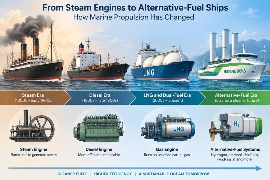π’ From Steam Engines to Alternative-Fuel Ships: How Marine Propulsion Has Changed
