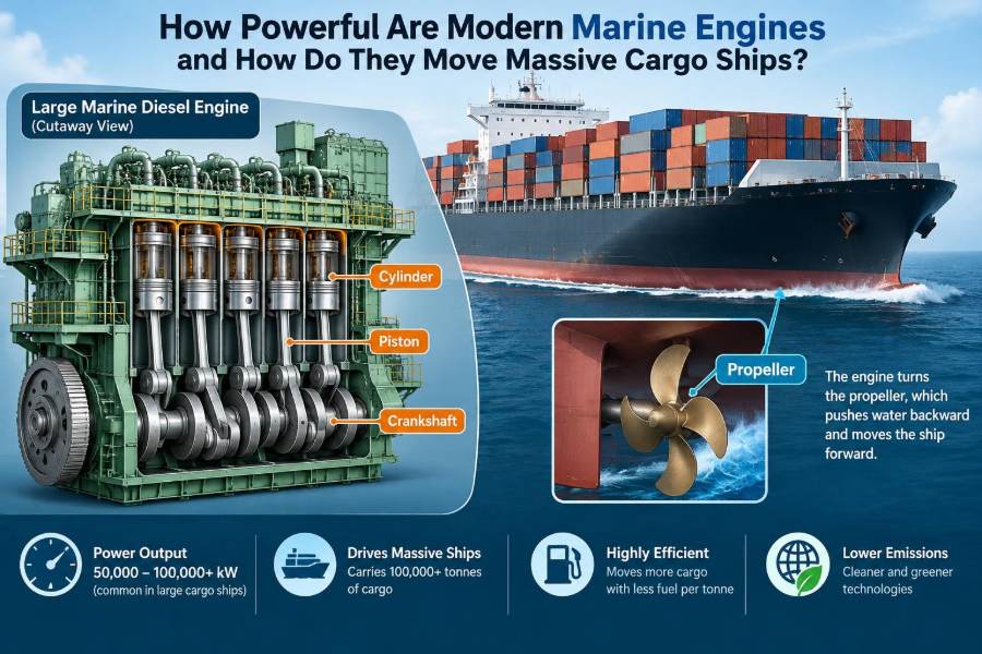 🚢 How Powerful Are Modern Marine Engines and How Do They Move Massive Cargo Ships?