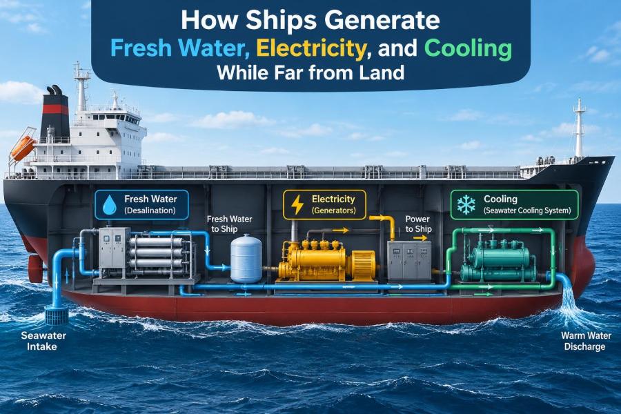 🚢 How Ships Generate Fresh Water, Electricity, and Cooling While Far from Land