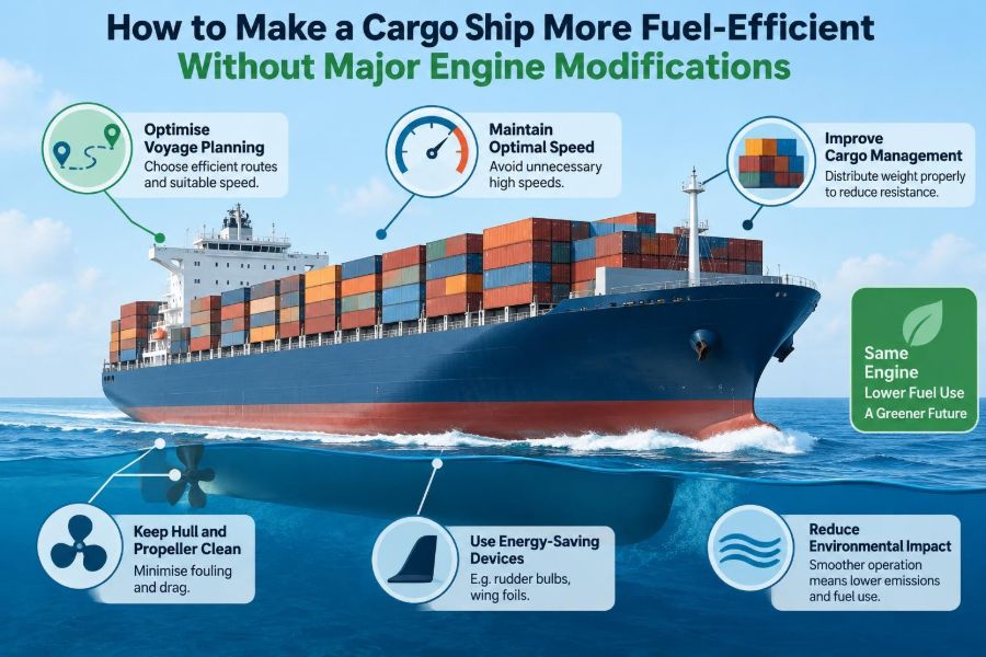 🚢 How to Make a Cargo Ship More Fuel-Efficient Without Major Engine Modifications