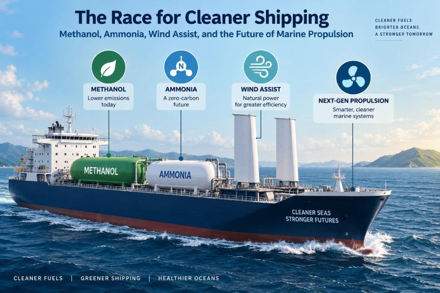 🚢 The Race for Cleaner Shipping: Methanol, Ammonia, Wind Assist, and the Future of Marine Propulsion