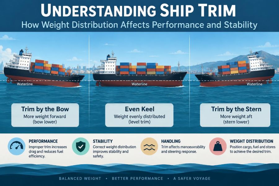 🚢 Understanding Ship Trim and How Weight Distribution Affects Performance and Stability