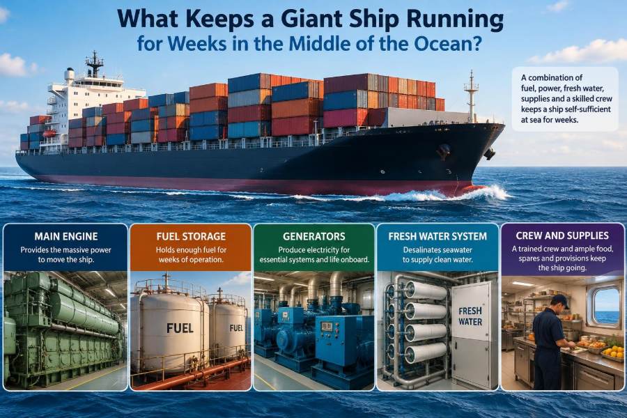 🚢 What Keeps a Giant Ship Running for Weeks in the Middle of the Ocean?
